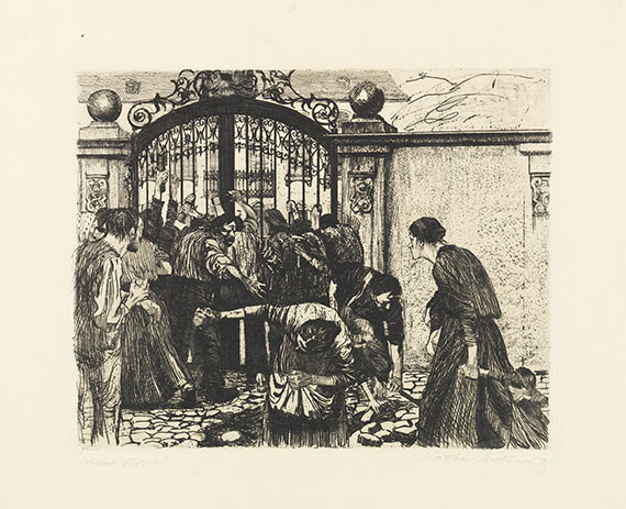 Käthe Kollwitz - 3 Radierungen u. 3 Lithografien (Die Weber). 1906-1918. - Weitere Abbildung