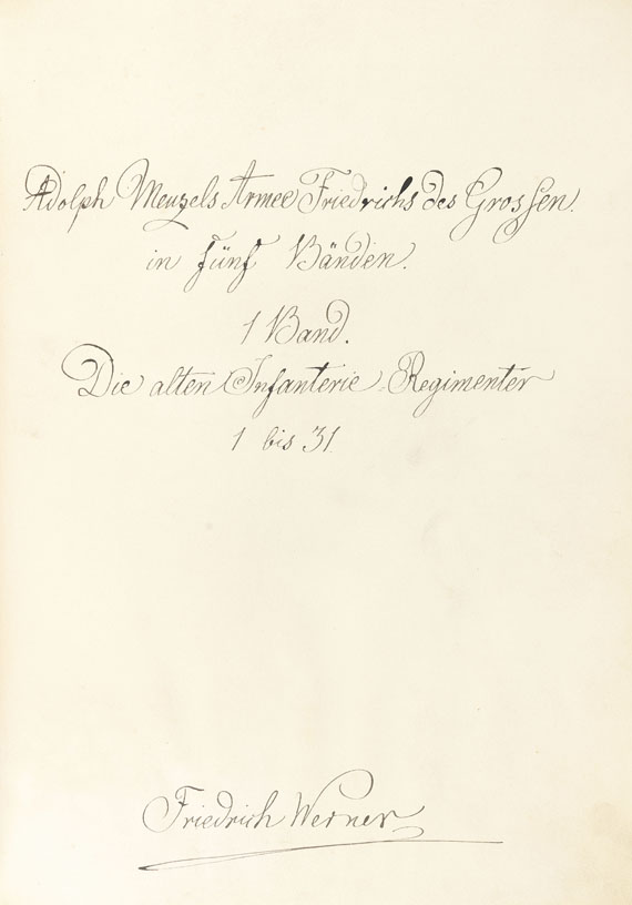 Adolph von Menzel - Armeewerk Friedrichs d. Gr. 6 Bde. (Werner-Exemplar) - Weitere Abbildung