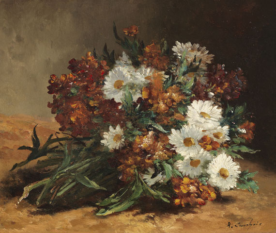 Eugène Henri Cauchois - Strauß mit Margeriten und Goldlack