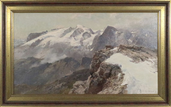 Edward Theodore Compton - Ansicht der Marmolata vom Piz Boè aus - Rahmenbild