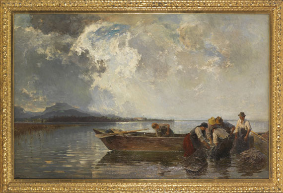 Joseph Wopfner - Fischerzug am Chiemsee - Rahmenbild