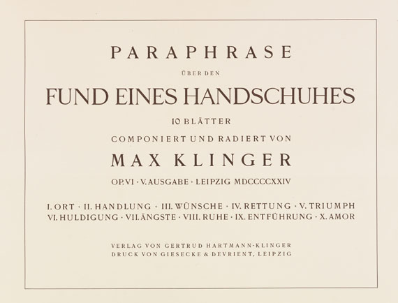 Max Klinger - Ein Handschuh - Opus VI - Weitere Abbildung