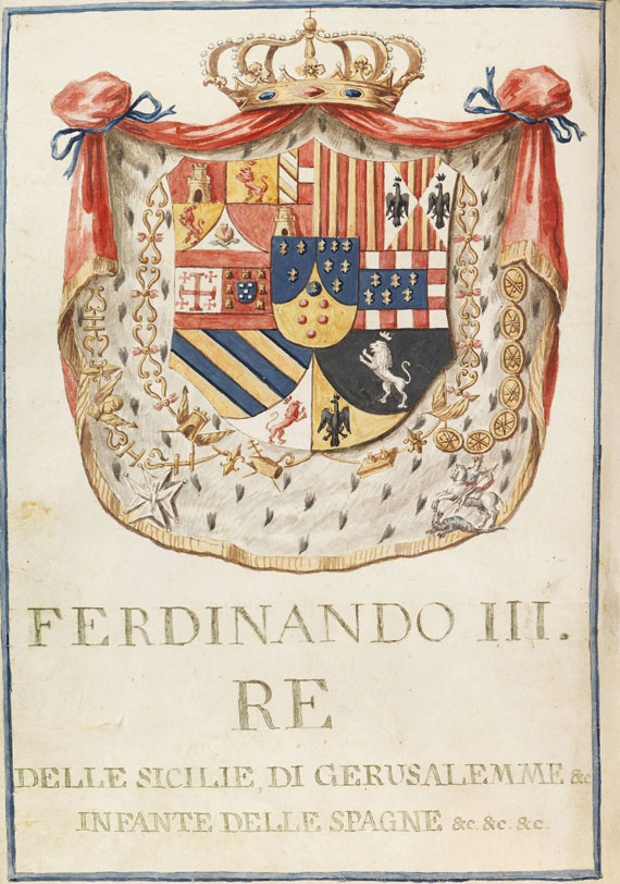 Ferdinand III. von Sizilien - Wappen-Handschrift