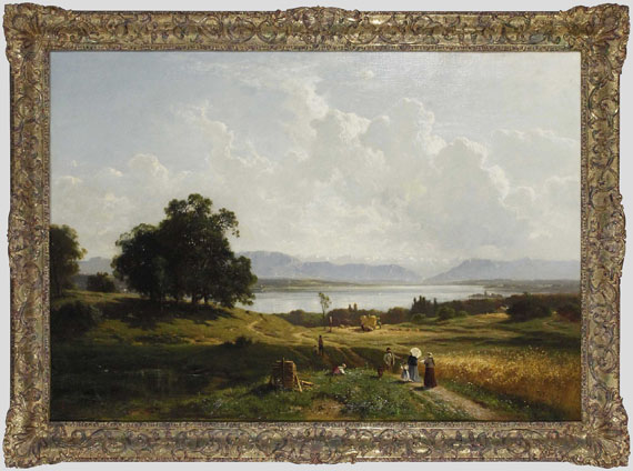 Adolf Heinrich Lier - Der Starnberger See von Pöcking aus gesehen - Rahmenbild