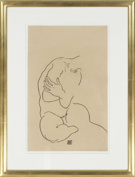 Egon Schiele - Sitzender weiblicher Torso - Rahmenbild
