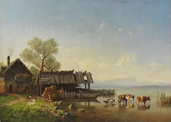 Heinrich Bürkel - Der Starnberger See mit Blick auf das Wettersteingebirge