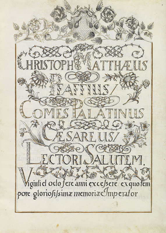 Christoph Matthäus Pfaff - Promotionsurkunde auf Pergament, im Prachteinband des 18. Jhs - Weitere Abbildung