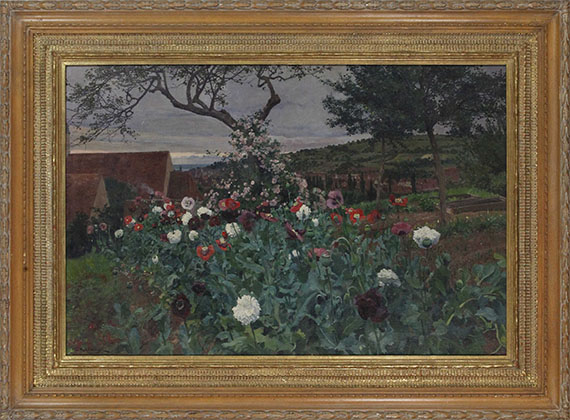 Friedrich Kallmorgen - Sommergarten mit Blick über Grötzingen - Rahmenbild