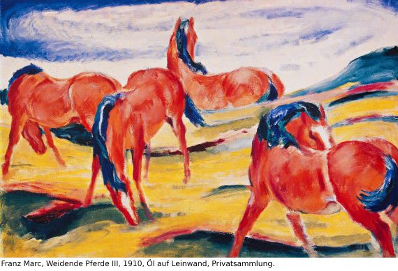 Franz Marc - Zwei Pferde. Verso: Zwei stehende Mädchenakte mit grünem Stein - Weitere Abbildung