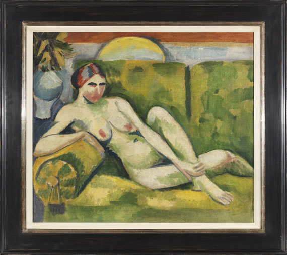 Hermann Max Pechstein - Damenbildnis. Verso: Liegender Akt - Rahmenbild