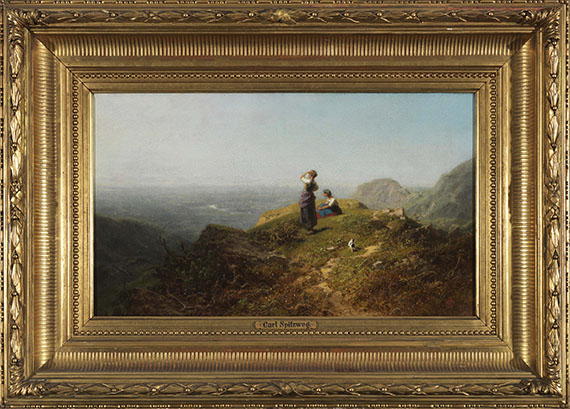 Carl Spitzweg - Blick ins Tal (Zwei Mädchen auf einer Alpe) - Rahmenbild