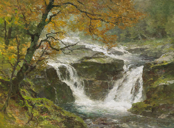 Edward Harrison Compton - Wildbach im herbstlichen Gebirge