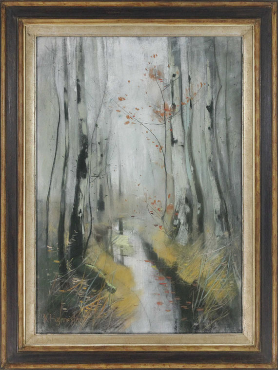 Karl Hagemeister - Birken im Herbst am Bachlauf - Rahmenbild