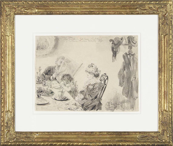 Adolph von Menzel - Frühstücksstunde (Familie im Kaffeehaus) - Rahmenbild