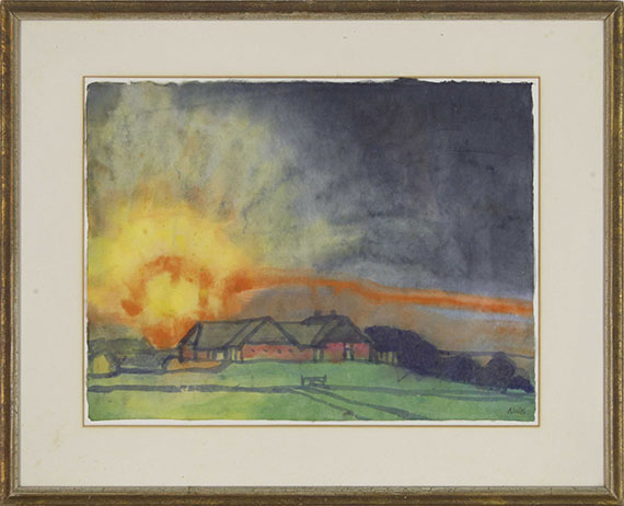 Emil Nolde - Sonnenaufgang über Hof Seebüll - Rahmenbild