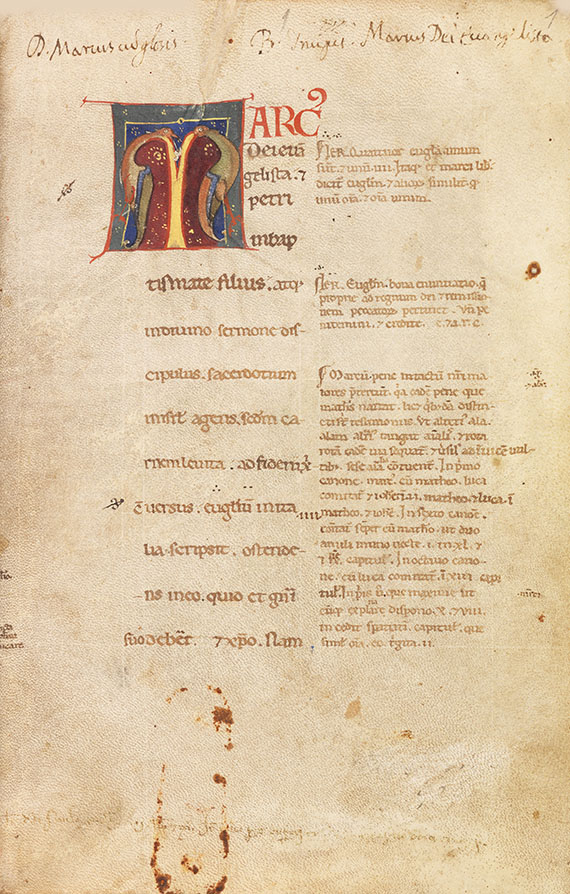  Manuskripte - Markus-Evangelium mit Glossa ordinaria. Pergamenthandschrift, Italien - Weitere Abbildung