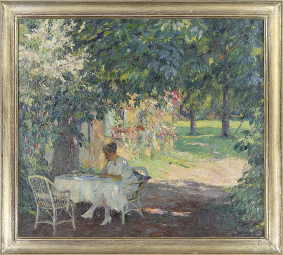 Edward Cucuel - Sommer im Garten der Künstlervilla am Starnberger See - Rahmenbild