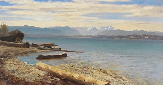 Johann Gottfried Steffan - Blick auf die Zugspitze vom Starnberger See