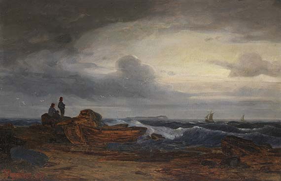 Karl Hagemeister - Meeresküste - Fischer und Boote an der Ostsee