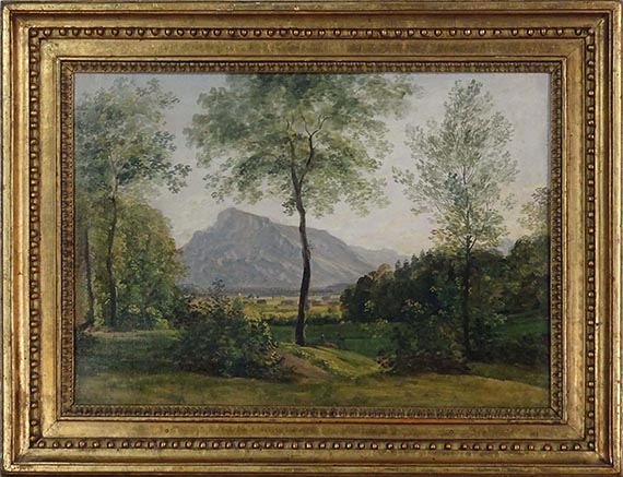 Johann Georg von Dillis - Landschaft mit dem Untersberg bei Salzburg - Rahmenbild
