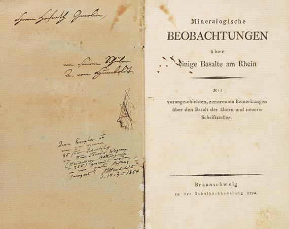 Alexander von Humboldt - Mineralogische Beobachtungen. Widmungsexemplar