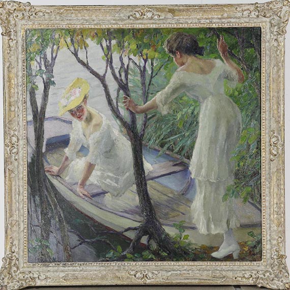 Edward Cucuel - Zwei Damen im Kahn - Rahmenbild