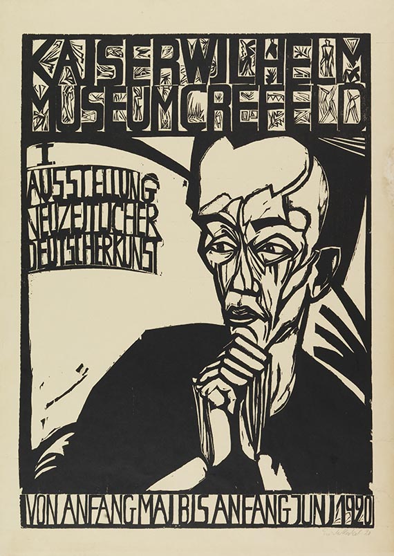 Heckel - Plakat I. Ausstellung neuzeitlicher Deutscher Kunst, Krefeld 1920