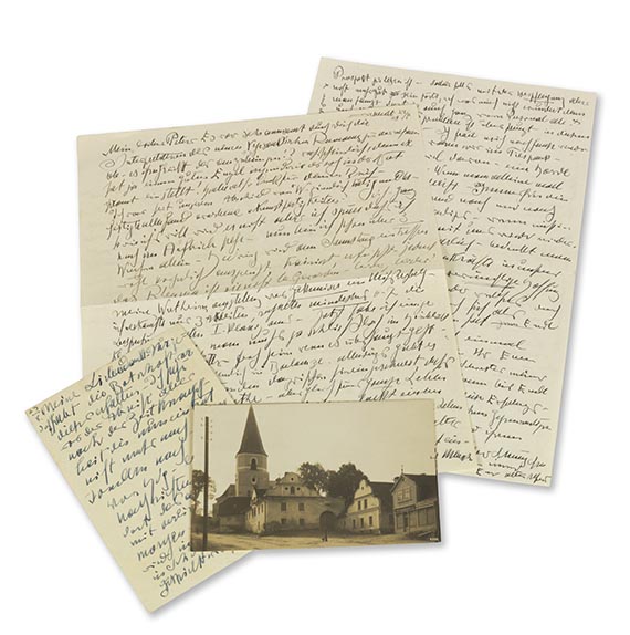 Alfred Kubin - 2 eigenh. Briefe, 1 eigenh. Postkarte und 1 Postkarte mit eigh. Anmerkung mit U. an R. und H. Koeppel