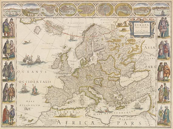 Willem Janszoon Blaeu - 5 Karten: Weltkarte (M. Pitt) und 4 Erdteile (W. J. Blaeu) - Weitere Abbildung