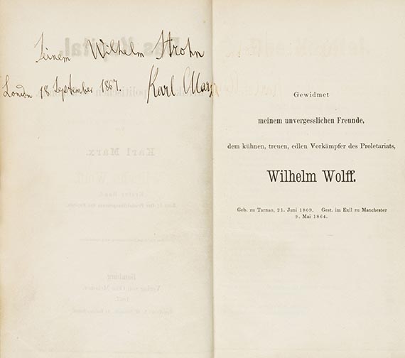 Karl Marx - Das Kapital. Widmungsexemplar für W. Strohn - Weitere Abbildung