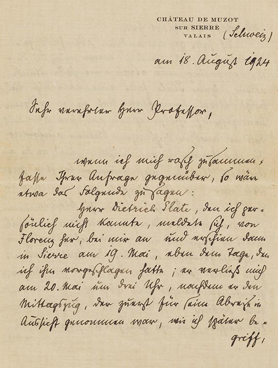 Rainer Maria Rilke - Eigenhändiger Brief