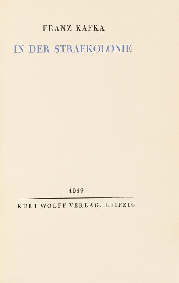 Franz Kafka - Prüfungsfall-Provenienz: In der Strafkolonie