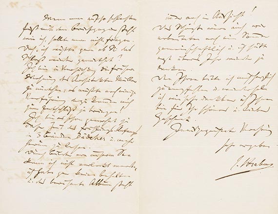 Johannes Brahms - Eigh. Brief m. U. an Fanny von Pausinger