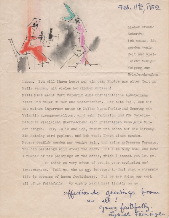 Lyonel Feininger - 69 Briefe (tlw. mit Holzschnitten) an Alois Schardt (darunter 7 zus. mit Ehefrau Julia) + 44 Briefe der Familien Feininger/Schardt + 1 Pos. Exzerpte - Weitere Abbildung