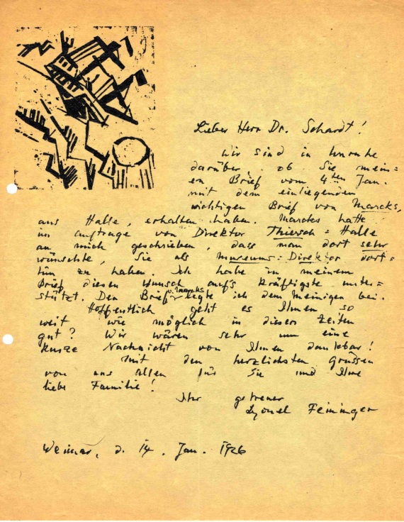 Lyonel Feininger - 69 Briefe (tlw. mit Holzschnitten) an Alois Schardt (darunter 7 zus. mit Ehefrau Julia) + 44 Briefe der Familien Feininger/Schardt + 1 Pos. Exzerpte - Weitere Abbildung