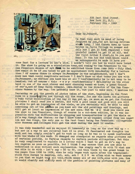 Lyonel Feininger - 69 Briefe (tlw. mit Holzschnitten) an Alois Schardt (darunter 7 zus. mit Ehefrau Julia) + 44 Briefe der Familien Feininger/Schardt + 1 Pos. Exzerpte - Weitere Abbildung