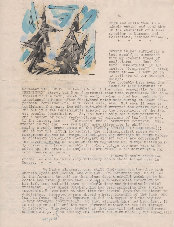 Lyonel Feininger - 69 Briefe (tlw. mit Holzschnitten) an Alois Schardt (darunter 7 zus. mit Ehefrau Julia) + 44 Briefe der Familien Feininger/Schardt + 1 Pos. Exzerpte - Weitere Abbildung