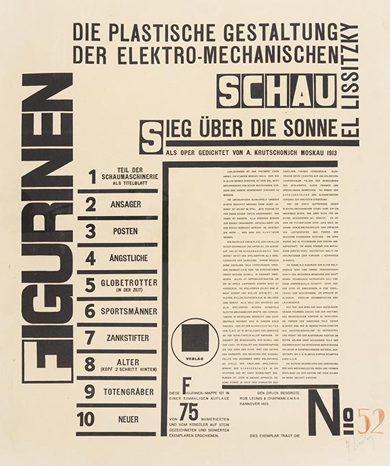 El Lissitzky - Titelblatt der Mappe ”Sieg über die Sonne”